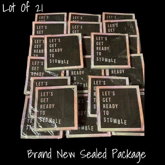 Cocktail Napkins By Design Design "Let's Get Ready to Stumble" Lot 21 New - Picture 1 of 2